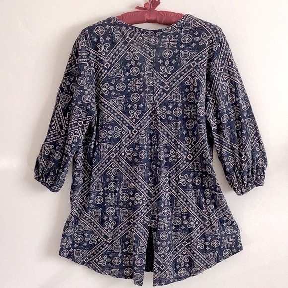 LUCKY BRAND Bandana Print Top 3/4 Sleeve - Picture 9 of 10